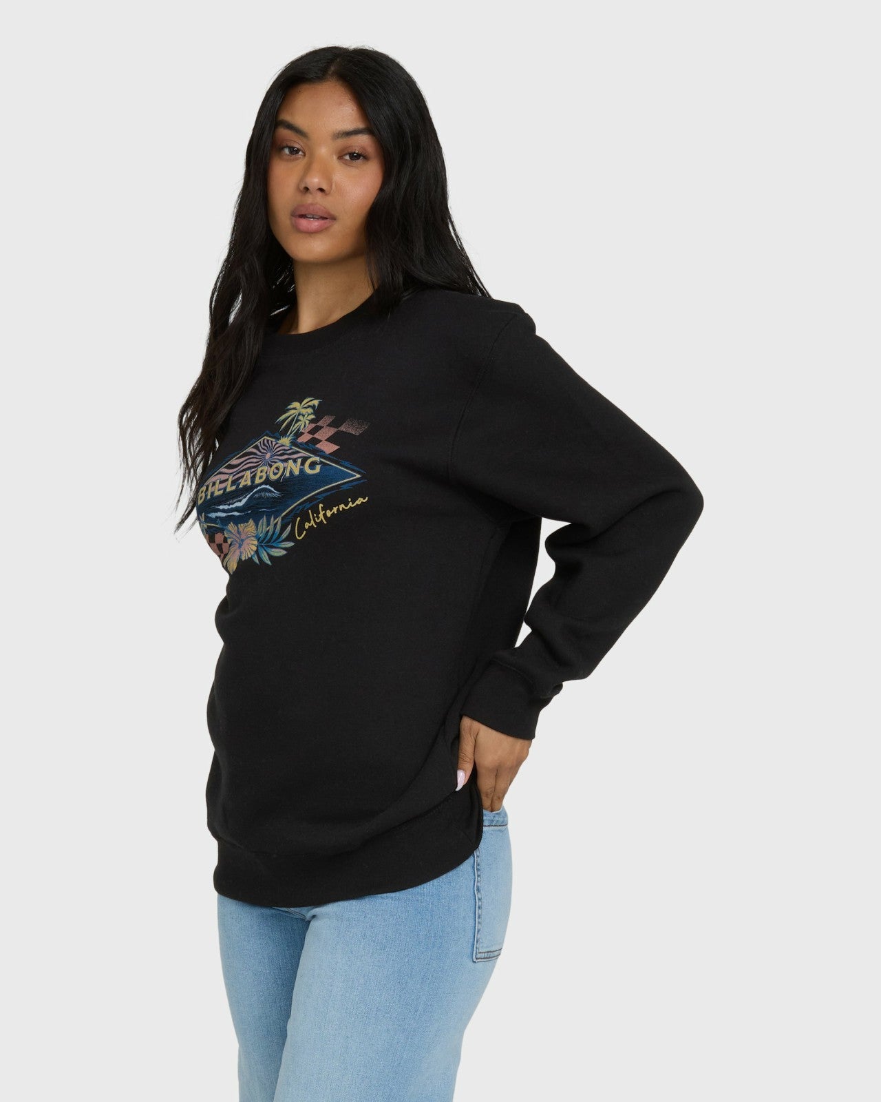 Surfing Solo California Crewneck Sweatshirt | Black Billabong