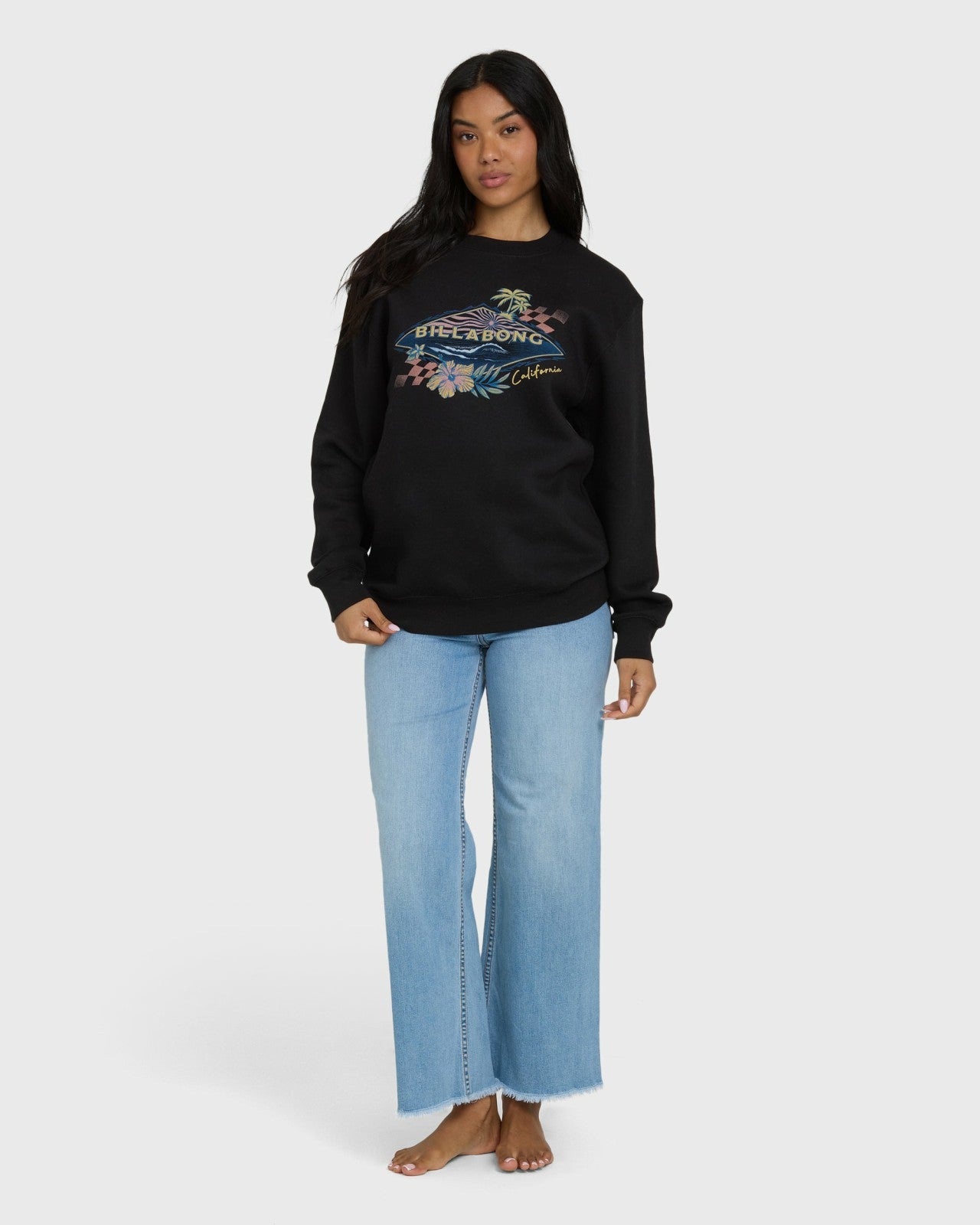 Surfing Solo California Crewneck Sweatshirt | Black Billabong