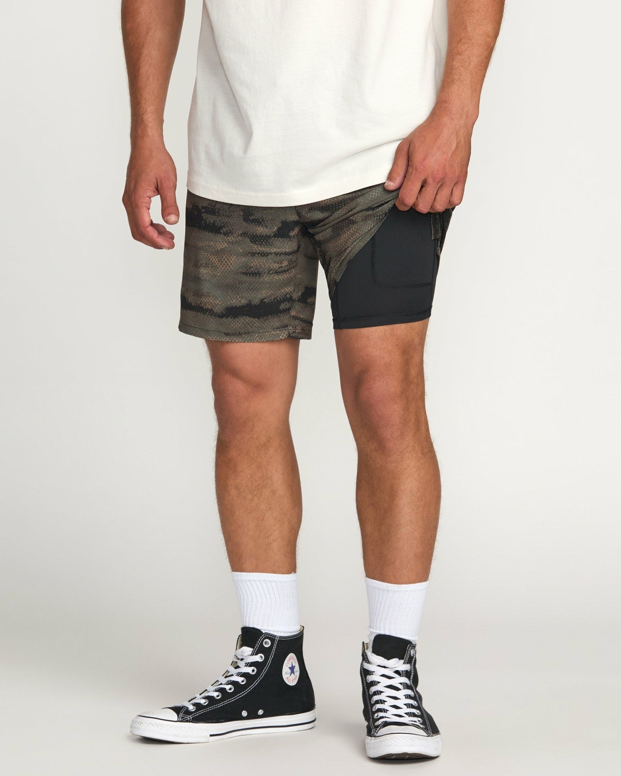 Surftrek Perforated Elastic 17" Hybrid Shorts | Dark Military Billabong