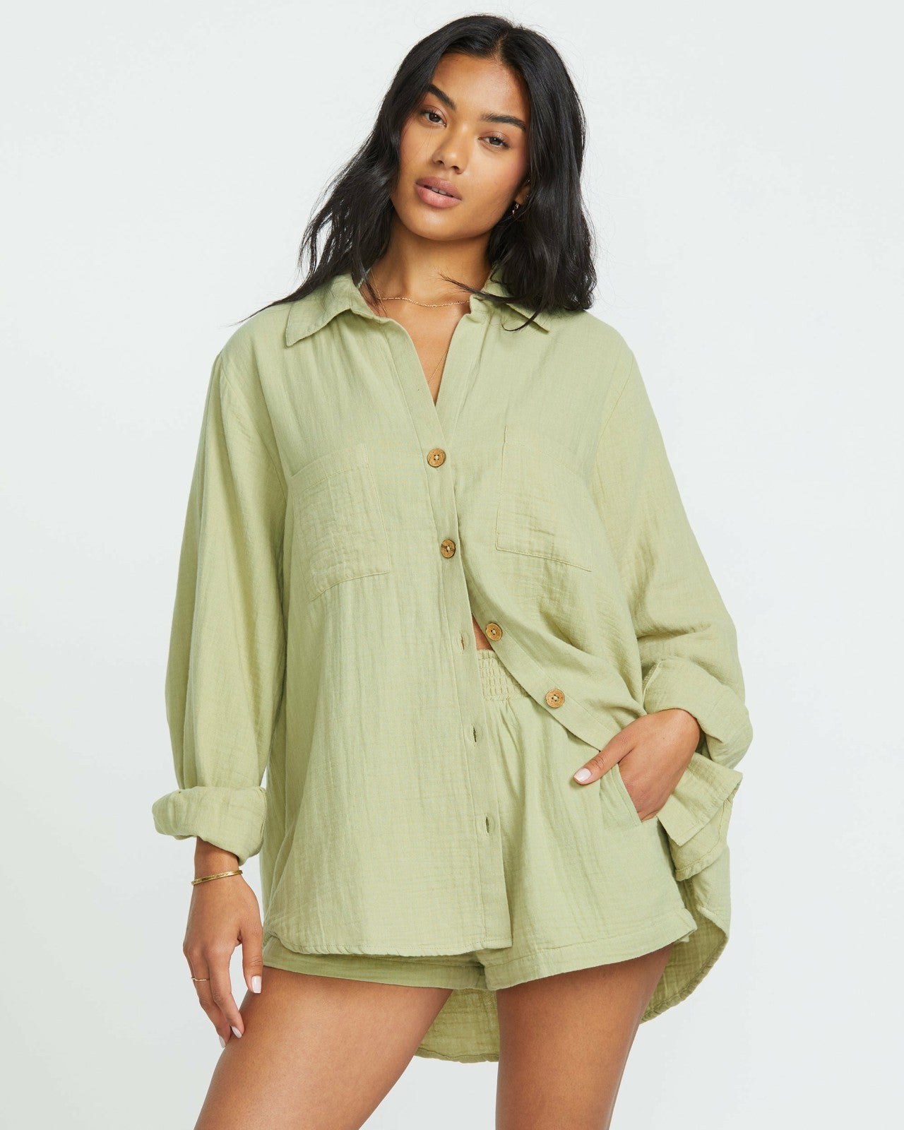 Sweet Swell Long Sleeve Shirt | Avocado Billabong