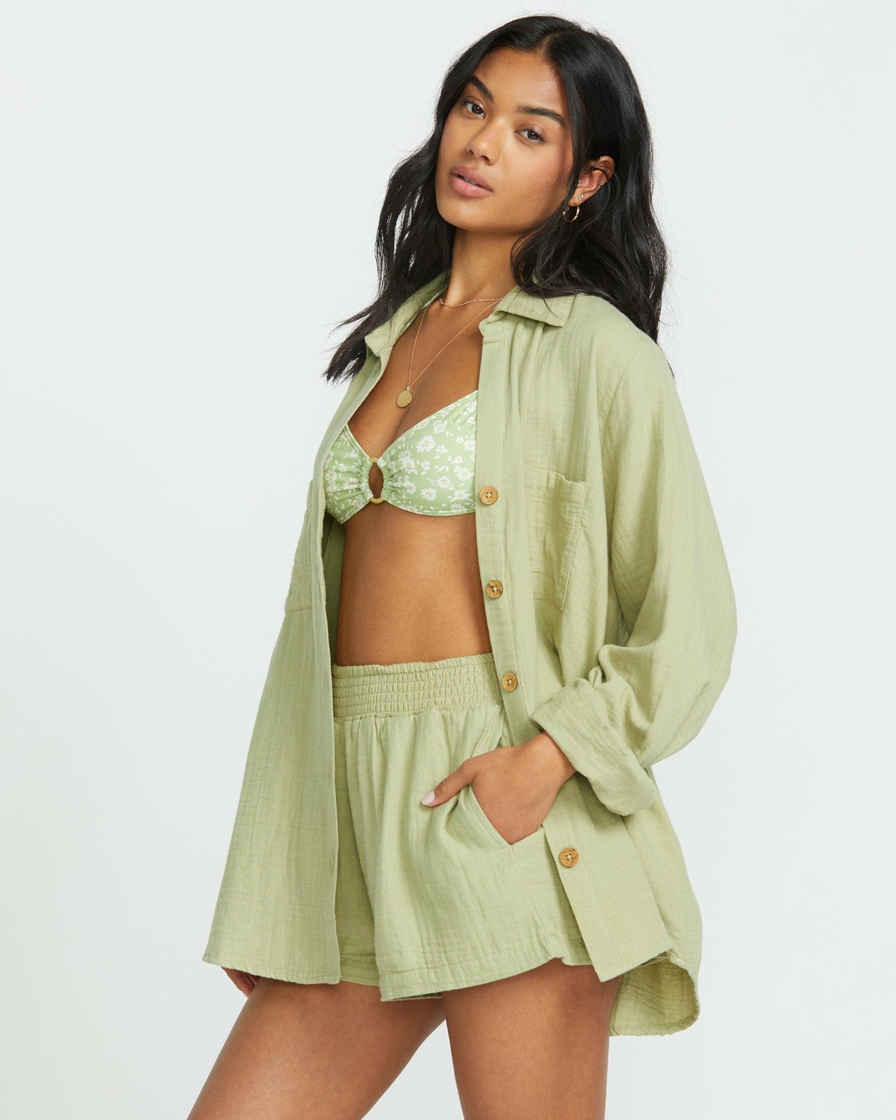 Sweet Swell Long Sleeve Shirt | Avocado Billabong