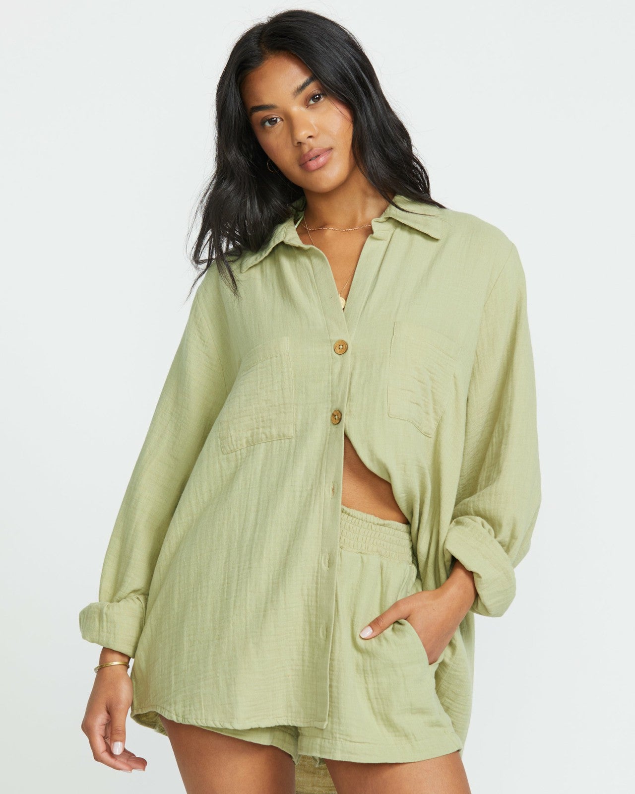 Sweet Swell Long Sleeve Shirt | Avocado Billabong