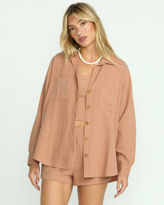 Sweet Swell Long Sleeve Shirt | Rose Brown Billabong