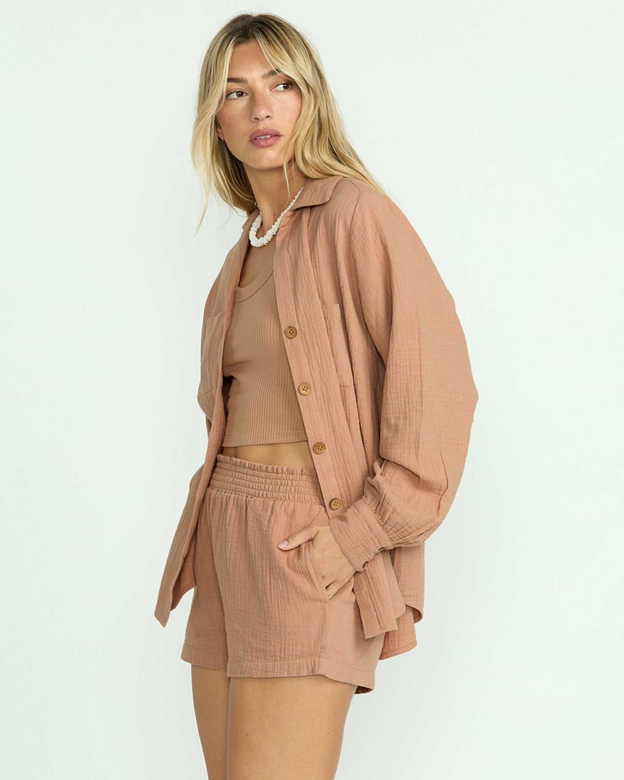 Sweet Swell Long Sleeve Shirt | Rose Brown Billabong