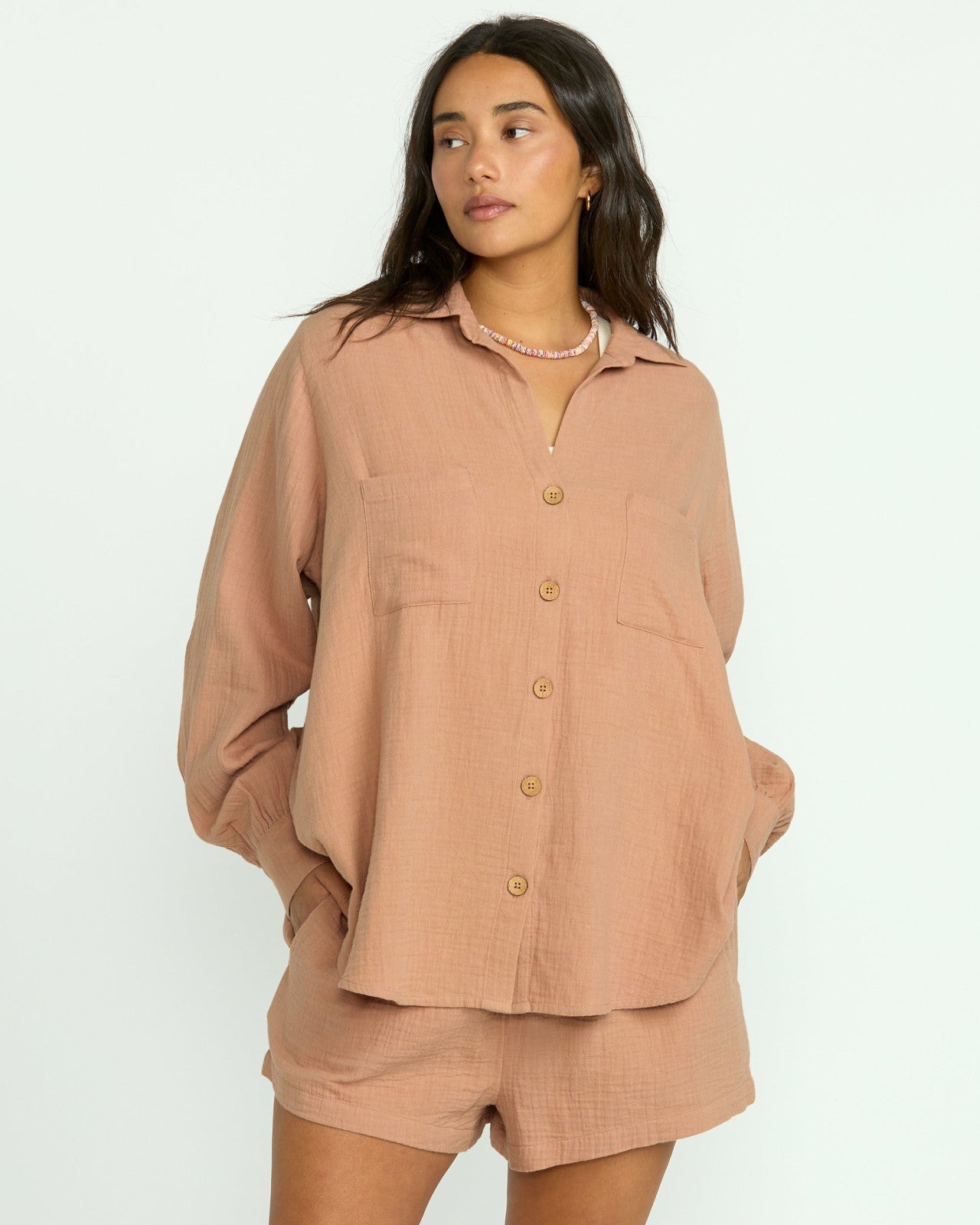 Sweet Swell Long Sleeve Shirt | Rose Brown Billabong