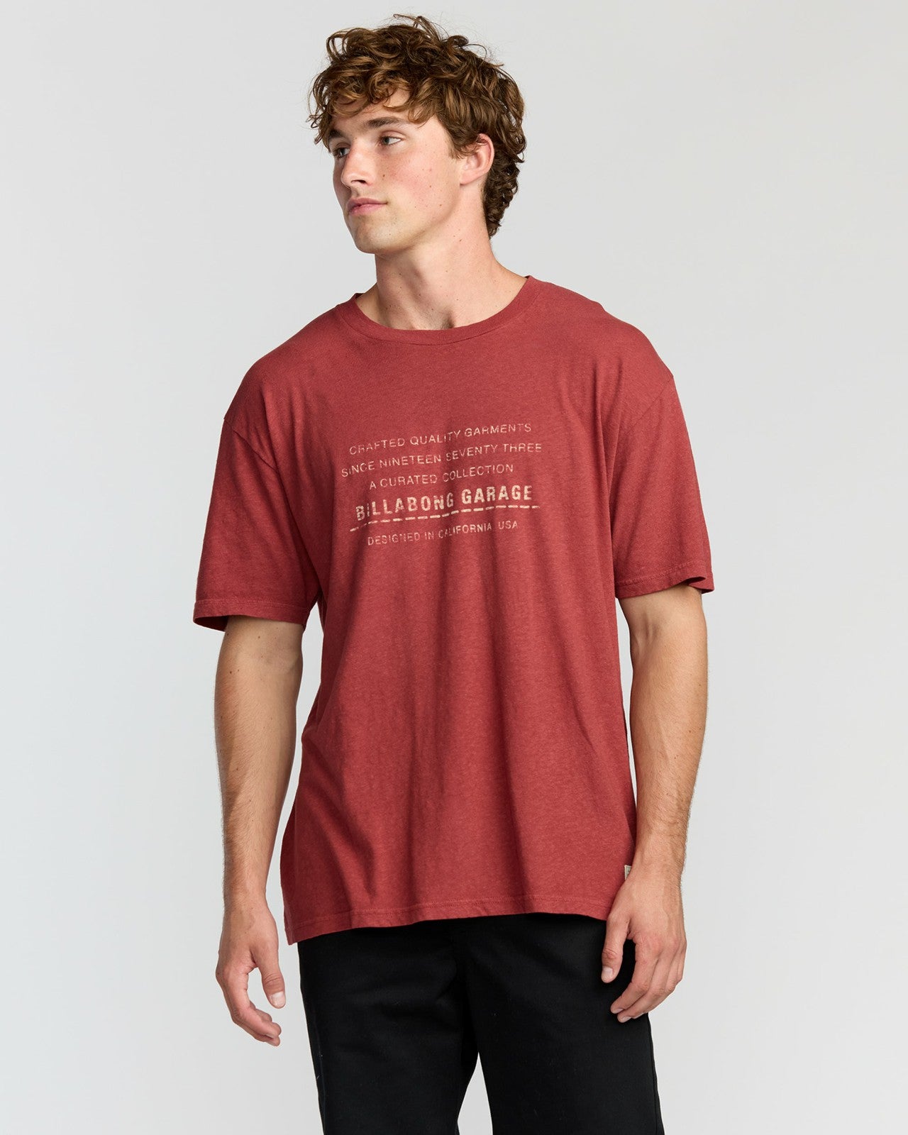 The Label Garage Regular Short Sleeve T-Shirt | Burnt Red Billabong
