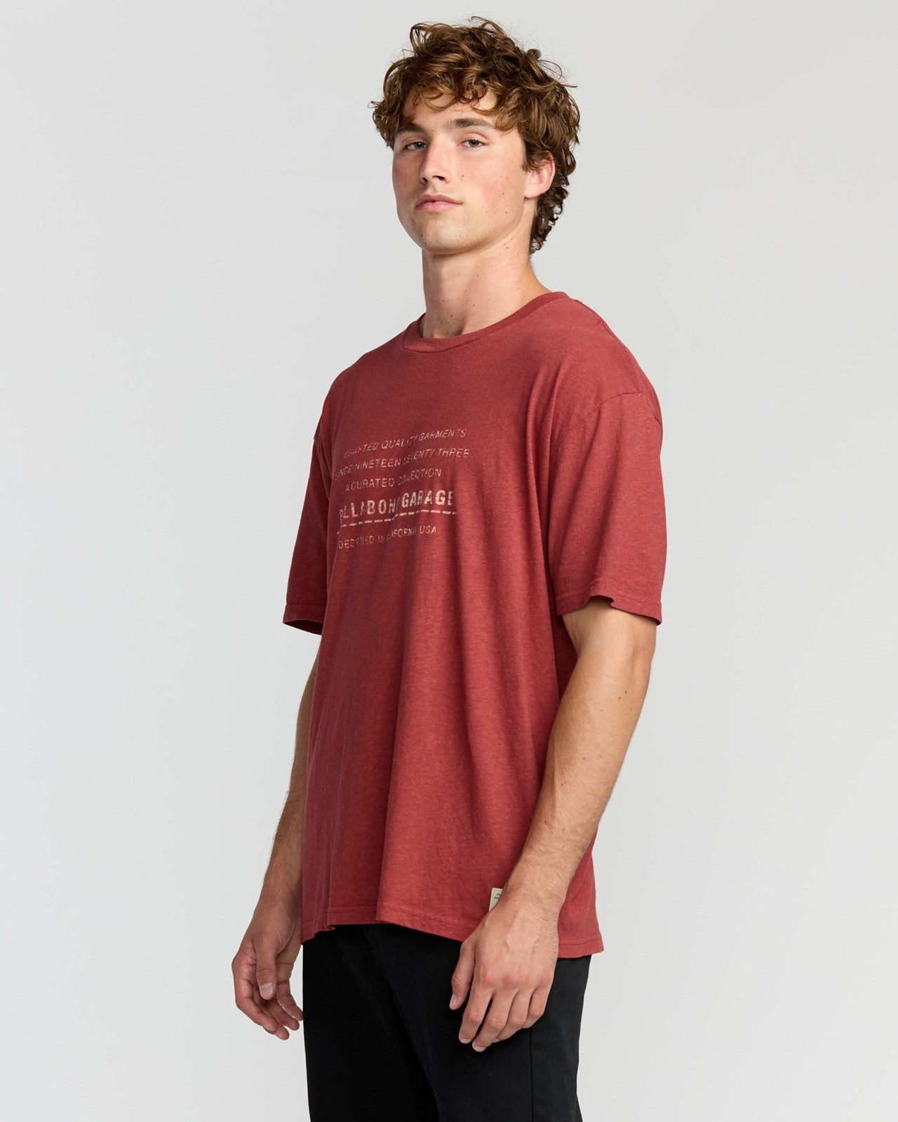 The Label Garage Regular Short Sleeve T-Shirt | Burnt Red Billabong