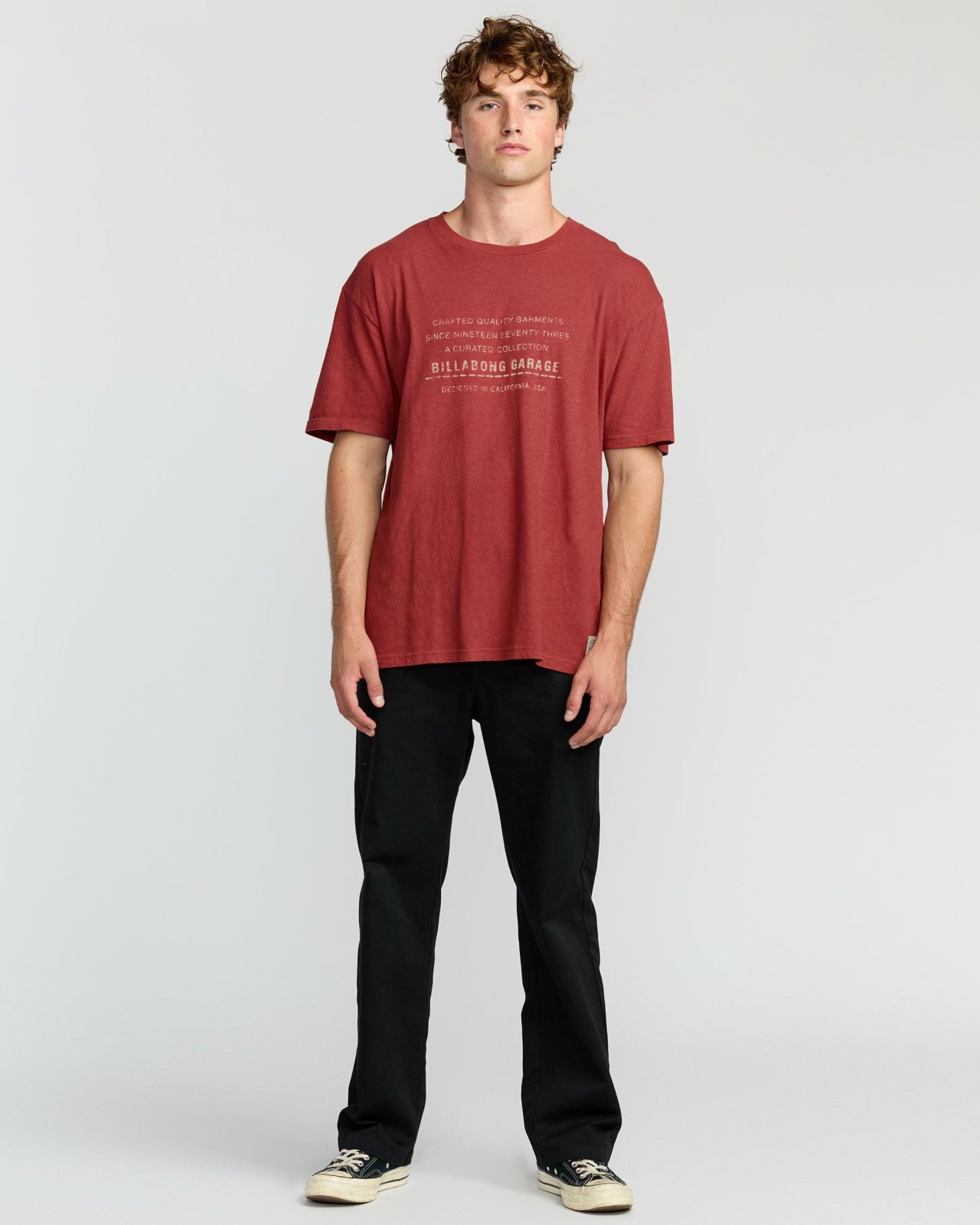 The Label Garage Regular Short Sleeve T-Shirt | Burnt Red Billabong