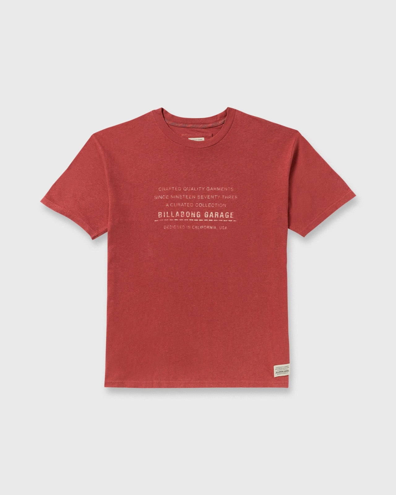 The Label Garage Regular Short Sleeve T-Shirt | Burnt Red Billabong
