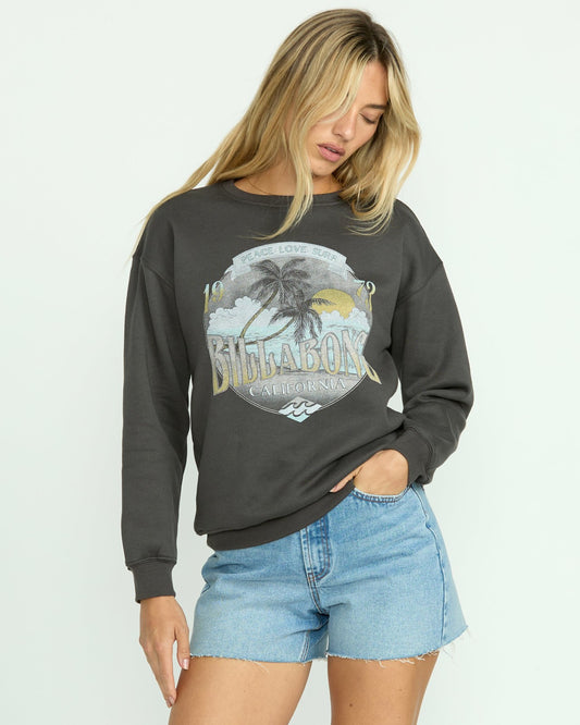 Wonderland Calls Crewneck Sweatshirt | Off Black Billabong