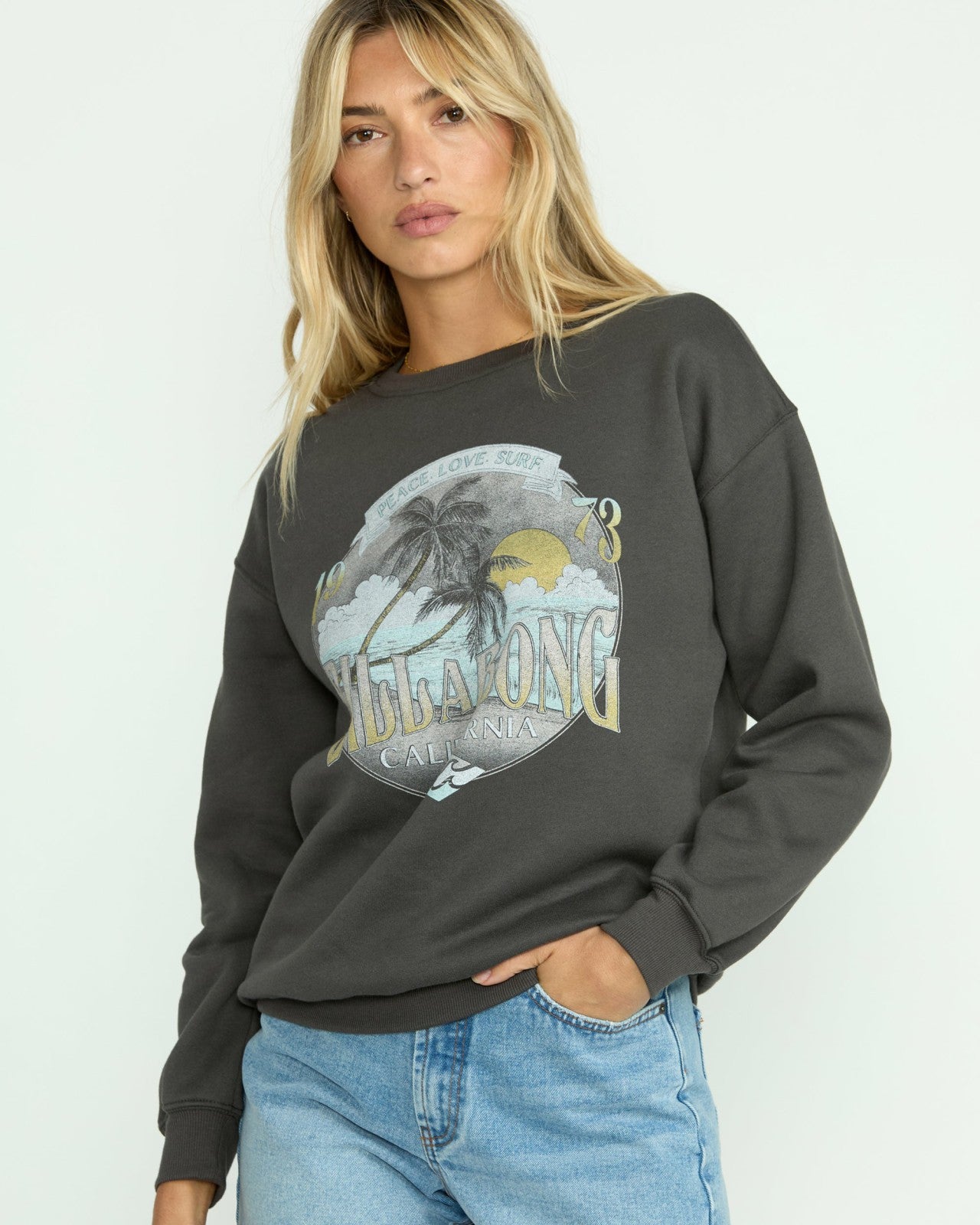 Wonderland Calls Crewneck Sweatshirt | Off Black Billabong