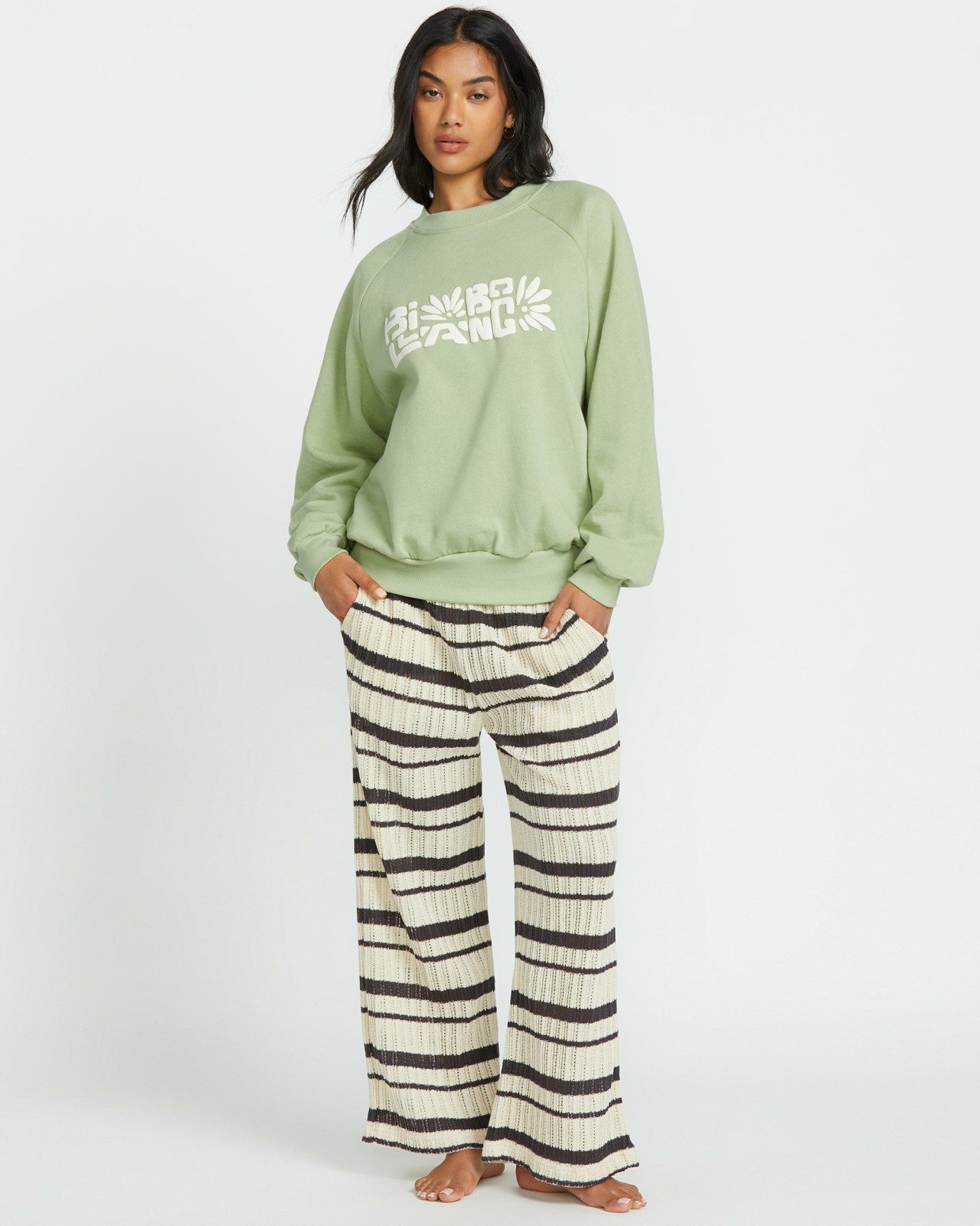The Waves Crew Sweatshirt | Pistachio Billabong