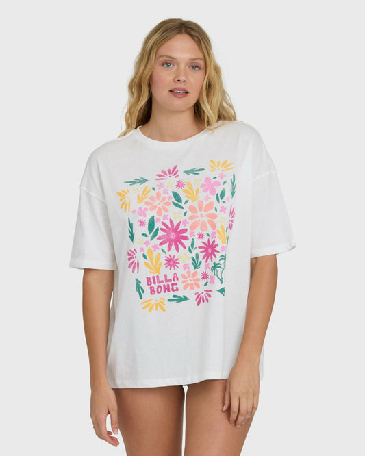 Floral Press Short Sleeve T-Shirt | Salt Crystal Billabong