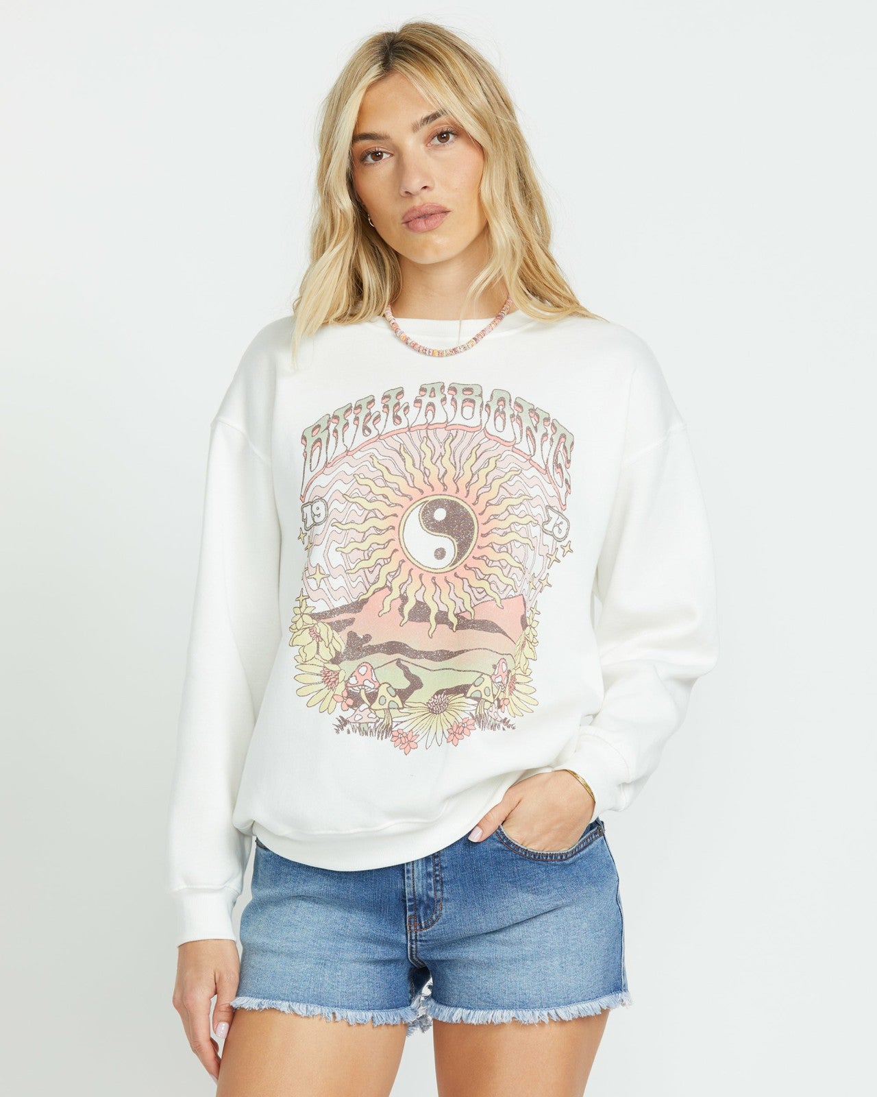Balanced Out Crew Sweatshirt | Salt Crystal Billabong